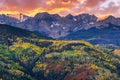 Dramatic Autumn Sunrise on the Dallas Divide in the San Juan Mountains of Colorado Royalty Free Stock Photo