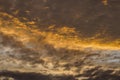 Dramatic background of fiery sunset at cloudy sky Royalty Free Stock Photo
