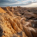 Dramatic Badlands Landscape at Sunset