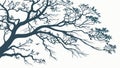 Dramatic Bare Tree Silhouette Vector Illustration, Winter Mood, vector design Generative AI Royalty Free Stock Photo