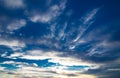 Dramatic Beautiful grey clouds pattern in sunset light sky. Royalty Free Stock Photo