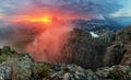 Dramatic beautiful sunset in mountain