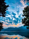 Dramatic Beautiful Sunset from Rupa lake. Royalty Free Stock Photo