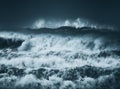Dramatic big waves with dark stormy weather