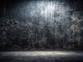 Dramatic Black Grunge Concrete Wall Panorama Background Ideal for Abstract Design Projects Royalty Free Stock Photo