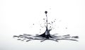 Dramatic black liquid splash in mid-air creates a stunning abstract composition against a white backdrop. Royalty Free Stock Photo