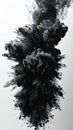 Dramatic Black Smoke Cloud Explosion Against White Background With Tiny Particles Royalty Free Stock Photo