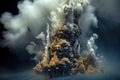 dramatic black smoker hydrothermal vent emitting plumes
