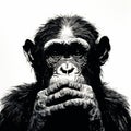 Dramatic Black And White Chimpanzee Drawing In The Style Of Mike Deodato Royalty Free Stock Photo