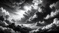 Dramatic black and white clouds with bright sunlight breaking through. Royalty Free Stock Photo