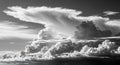 Dramatic Black and White Cloudscape with Large Fluffy Clouds and Bright Sky Royalty Free Stock Photo