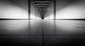 Dramatic Black and White Low Angle View Down Long Abstract Office or Hospital Corridor with Vanishing Point Perspective Royalty Free Stock Photo