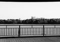 Dramatic black and white Moscow city quay background Royalty Free Stock Photo