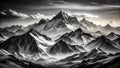 Dramatic Black and White Mountain Scenery An Abstract Artistic Print with Striking Texture and Sharp Contrast A Royalty Free Stock Photo
