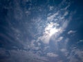 Dramatic blue sky and clouds sunbeam