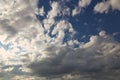 Dramatic blue sky with rays and white clouds Royalty Free Stock Photo