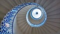 Dramatic blue spiral staircase Royalty Free Stock Photo
