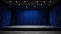 Dramatic Blue Stage Under Spotlight Empty Performance Venue with Professional Lighting Design Royalty Free Stock Photo