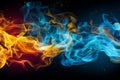 Dramatic blue and yellow smoke explosion for ukraine themed background with scary glowing effect