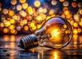 Dramatic Bulb Photography Capturing the Magic of Night Scenes and Glowing Lamps with Cinematic Lighting Techniques Royalty Free Stock Photo