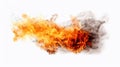 Dramatic Burning Fire on a White Background, Capturing the Fiery Intensity and Power of This Element in Motion