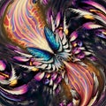 dramatic butterfly in a psychedelic design