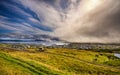 Dramatic change of weather over Torshavn, Faroe Islands, Denmark Royalty Free Stock Photo