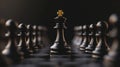Dramatic chess scene with focus on king piece in strategic battle setting. Brand insights Royalty Free Stock Photo