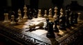 AI-generated Dramatic Chessboard Scene With Fallen King And Intense Strategy On A Wooden Board Royalty Free Stock Photo