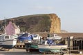 Boats on the hard stand at West Bay, Dorset