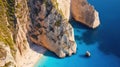 Dramatic Cliffside View of Turquoise Waters Cliff Formations Aerial View