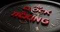 Dramatic Clock Face: Red \'The Clock is Ticking\' in 3D Royalty Free Stock Photo