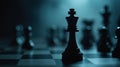 Dramatic Close-Up of Black Chess King on Chessboard Royalty Free Stock Photo