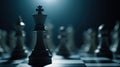 Dramatic Close-Up of Black Chess King on a Chessboard Royalty Free Stock Photo