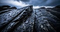 Wet Dark Rock Texture with Water Droplets Under Overcast Sky Royalty Free Stock Photo