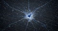 Destructive impact creates intense blue shattered glass Royalty Free Stock Photo