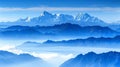 Dramatic close up of misty mountain peaks in evening light, creating captivating atmosphere Royalty Free Stock Photo