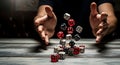 Hands throw falling dice for games of chance Royalty Free Stock Photo