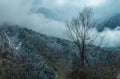 Dramatic Cloud-Covered Rocky Mountain Landscape Royalty Free Stock Photo