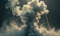dramatic cloud formation, with dark gray hue and white, wispy cloud, is captured in close-up view against Royalty Free Stock Photo