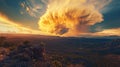 Dramatic cloud formation over mountainous landscape at sunset, atmospheric beauty Royalty Free Stock Photo