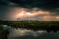 Dramatic cloud with rain over the landscape of the Serengeti, Tanzania Royalty Free Stock Photo