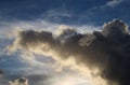 Dramatic cloud silhouetted in front of evening sun Royalty Free Stock Photo