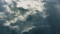 Dramatic clouds on dark stormy sky. Heaven background. Epic cloudscape, thunderstorm backdrop. Sinister element Royalty Free Stock Photo