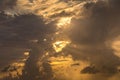 Dramatic clouds in the evening with sun rays Royalty Free Stock Photo