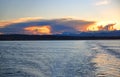 Nature`s Light Show at Sunset Over Olympic Mountains Royalty Free Stock Photo