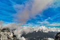 Dramatic clouds over the peaks of the Wetterstein massif in the Bavarian Alps Royalty Free Stock Photo