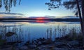 Dramatic clouds over rural lake