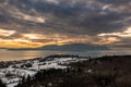 Winter sunset over Orcas Island, Washington in the Pacific Northwest. Royalty Free Stock Photo