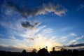 Dramatic clouds at sunset over St Johns Church in Beckenham, London